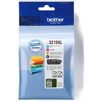 Brother LC3219XL toner cartridge pack, 4 colors: Black, Cyan, Magenta, Yellow, in blue and white packaging.