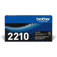 Brother TN-2210 black toner cartridge in blue and black box with white text and dot pattern design.
