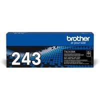 Brother TN-243BK black toner cartridge in blue and black box with white text and dotted design.