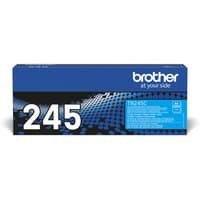 Brother TN-245C Original Cyan toner cartridge in blue box with white text and dot pattern design.