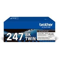 Brother TN-247BKTWIN toner cartridge box, blue and black design, labeled 247 BK TWIN, contains 2 original black cartridges.