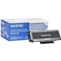 Brother TN-3170 black toner cartridge with blue and white packaging, featuring Brother logo and product details.