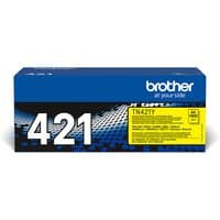 Brother TN-421Y yellow toner cartridge in blue box with white and black text.