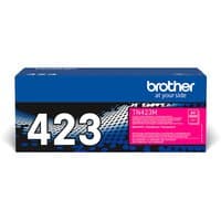 Brother TN-423M magenta toner cartridge in blue box with white "423" and pink label detailing.