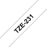 Brother TZE-231 label-making tape, black text on white background, diagonal orientation.