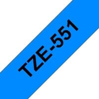 Blue Brother TZE-551 label-making tape with bold black text.