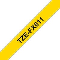Yellow Brother TZE-FX611 label-making tape with black text.