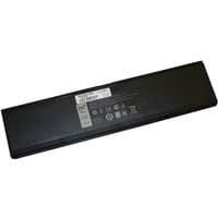 Black BTI 34Wh 3-cell battery for Dell Latitude laptops, rectangular with label and connector strip.