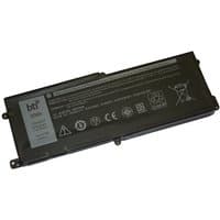 Black BTI 0KJYFY 90Wh 6-cell battery with safety icons and text for ALIENWARE AREA 51M R1 R2 laptops.