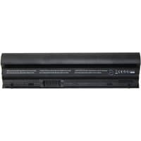 Black BTI 56Wh 6-cell battery for Dell Latitude, cylindrical top, flat bottom with connector and label text.