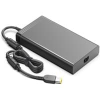 Black BTI 230W gaming AC adapter for Lenovo with slim connector and UK power cable, rectangular design.
