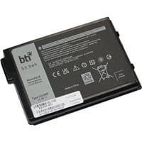 Black BTI 53.3Wh 3-cell battery for Dell Latitude with label, certification icons, and model details.