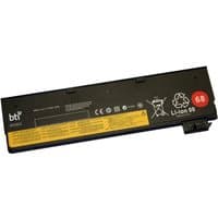 Black BTI 3-cell battery for Lenovo Thinkpad with yellow label and recycling symbols.