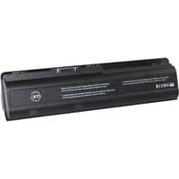 Black BTI 9-cell laptop battery with white text, compatible with HP Presario models, featuring a slim rectangular design.