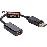 Black Cablenet 15cm DisplayPort to HDMI adaptor, 4Kx2K@30Hz support, with labeled tag and sleek connectors.