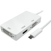 White Cablenet USB 3.1c adaptor with HDMI, DVI, and VGA ports, 15cm cable length.