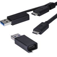 Black 1m USB 3.1c male-to-male cable with USB 3.0 adaptor, featuring sleek connectors and durable design.