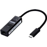 Black Cablenet 20cm USB 3.1c male to Ethernet RJ45 female adapter with a flexible cable and labeled ports.