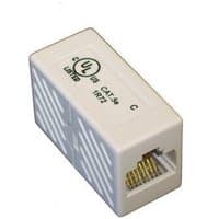Cablenet Cat5e RJ45 UTP Female-Female Coupler, rectangular white casing with visible ports and printed labels.