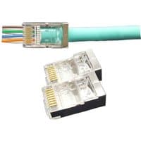 Cablenet Cat6 RJ45 FTP EZ Easy Plug, transparent connector with visible wiring and green cable jacket.