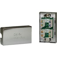 Cablenet Cat6a FTP IDC punchdown coupler joint, silver casing, exposed internal wiring and connection points.