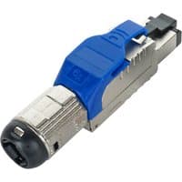 Cablenet Cat6a RJ45 FTP plug with metallic body, blue latch, and black tip for field termination.