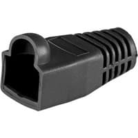 Black Cablenet RJ45 Cat6a boot, 6.5mm, with ribbed grip and rounded connector opening.
