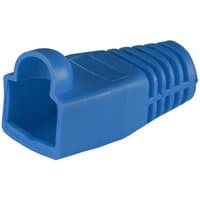 Blue Cablenet RJ45 Cat6a boot, 6.5mm, ribbed texture, open-ended design.