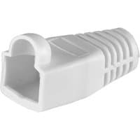 White Cablenet RJ45 Cat6a boot with ribbed grip and 6.5mm diameter, designed for network cable protection.