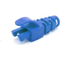 Blue Cablenet RJ45 snagless strain relief flush boot, 6.5mm, with ribbed design and flexible clip.