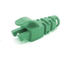 Green Cablenet RJ45 snagless strain relief flush boot, 6.5mm, with ribbed design and flexible tab.