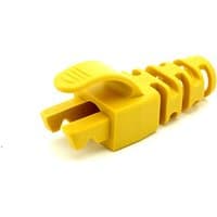 Yellow Cablenet RJ45 snagless strain relief flush boot, 6.5mm, with ribbed grip and protective clip.