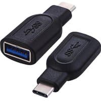 Black Cablenet USB 3.1c male to USB 3.0 Type A female adaptor with compact design and blue port interior.