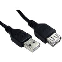Black USB 2.0 cable, 0.5m length, with USB A male and female connectors, by Cables Direct.