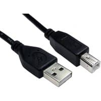 Black USB 2.0 cable, 1m length, with USB A to USB B connectors, by Cables Direct.