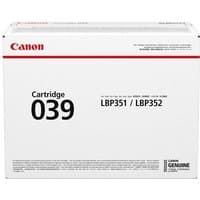 Canon 039 toner cartridge box, white with red Canon logo, black text for LBP351/352 printers.
