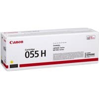 Canon 055H Original Yellow toner cartridge in white box with red accents and product details.