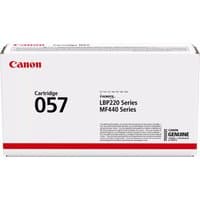 Canon 057 black toner cartridge in white box with red Canon logo and series compatibility details.
