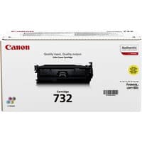 Canon 732Y toner cartridge box with black and yellow text, Canon logo, and cartridge image on white background.