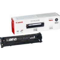 Black Canon Cartridge 716 toner with rectangular box, featuring Canon branding and product details.