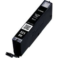 Canon CLI-551BK black ink cartridge, rectangular shape, black casing, QR code, and Canon logo on the side.