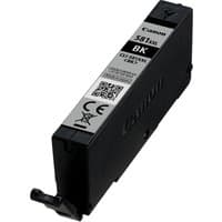 Canon CLI-581XXL black ink cartridge, rectangular with label, QR code, and Canon logo on the side.