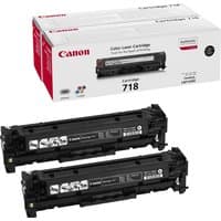 Canon CRG-718 Black toner cartridge set, 2 pieces, original packaging, black cartridges with white labels.