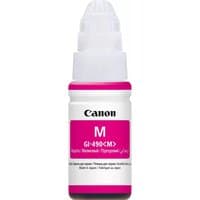 Canon GI-490M magenta ink bottle with white cap and pink label detailing.