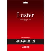 Canon LU-101 Luster Photo Paper Pro A4 pack, red cover, 20 sheets, 260gsm, glossy finish.
