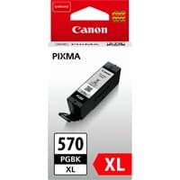 Canon PGI-570PGBK XL black ink cartridge in white and red packaging with PIXMA branding.