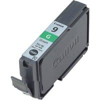 Canon PGI-9G green ink cartridge, rectangular black casing with green label and Canon logo.