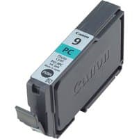 Canon PGI-9PC Photo Cyan Ink Cartridge, gray rectangular shape with cyan label and model number 9 on top.