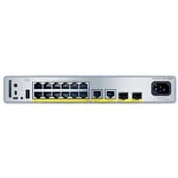 Cisco C9200CX-12P-2X2G-E network switch, silver, 12 Ethernet ports, 2 uplink ports, PoE, compact design.