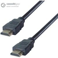 Black connektgear 1m HDMI V2.0 cable with gold male connectors and durable black casing.